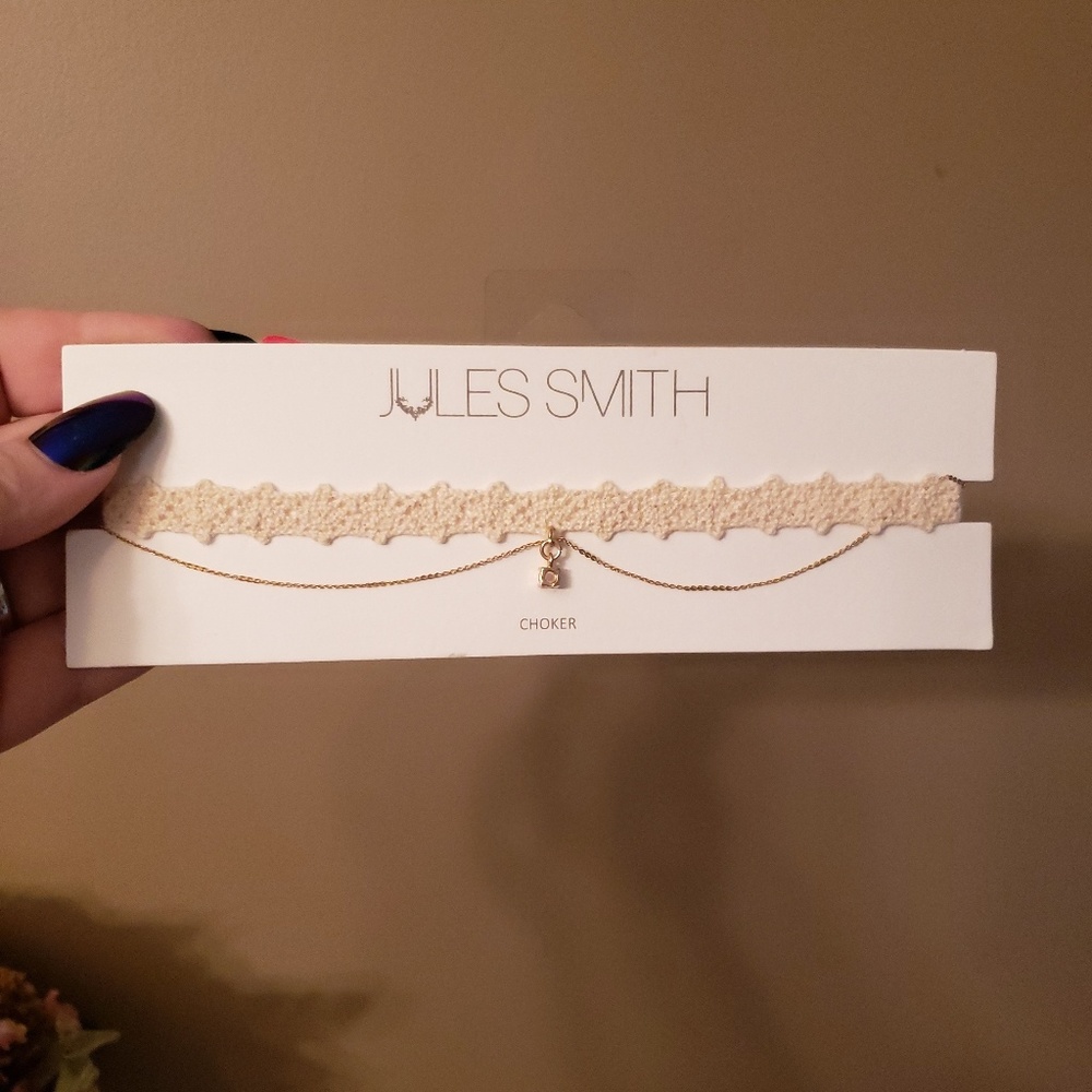 JULES SMITH Choker with gold chain & CZ.